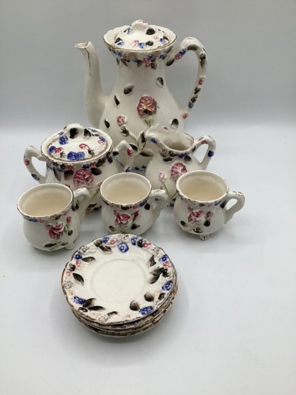 Vintage Ceramic Tea Set by‎ Pacific Made in Japan Twelve Pieces 6"H to 2.5"H